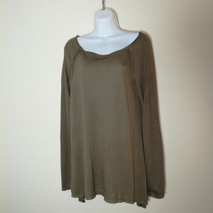 Alice + Olivia Long Sleeve Olive Green Shirt Large